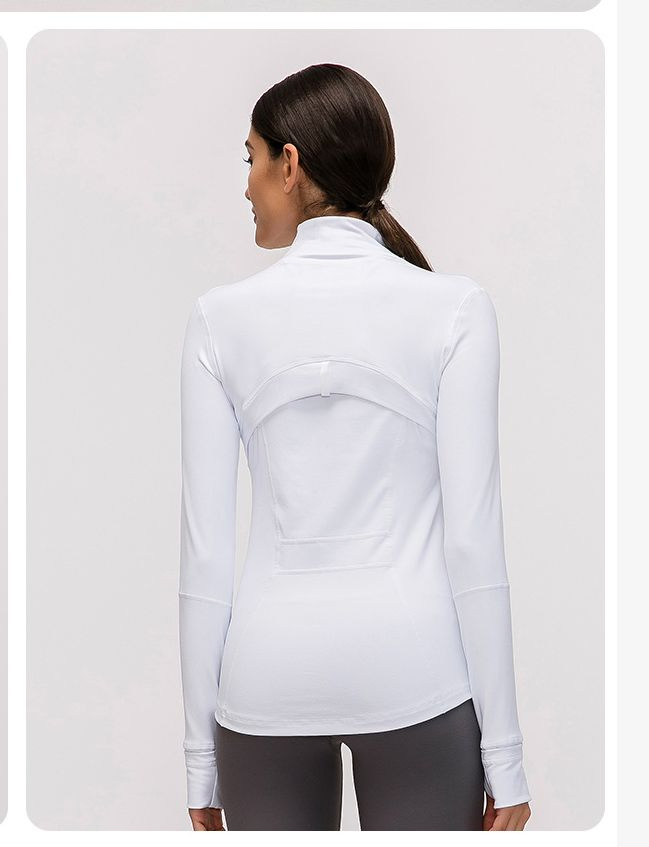 OEM ODM Women's Long Sleeve Yoga Jacket for Fall Sports Breathable Fitness Wear with Slim Stand Collar for Running Cycling