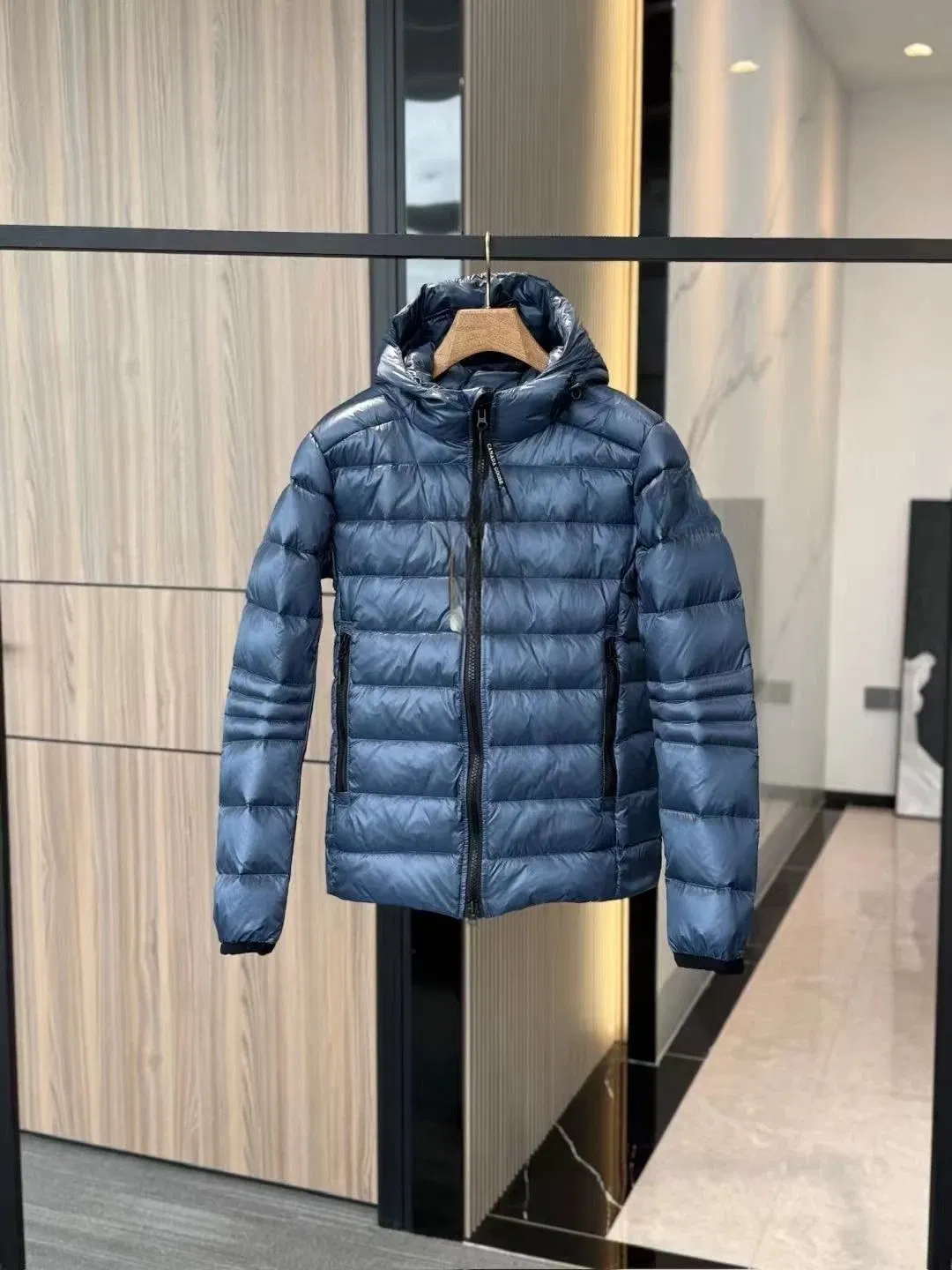 1: 1 Mirror Replica Steel Blue Down Jacket Hooded Puffer Coat Lightweight Breathable