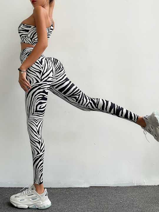 Custom High-Waist Seamless Yoga Leggings Zebra Print Gym Workout Tights for Women