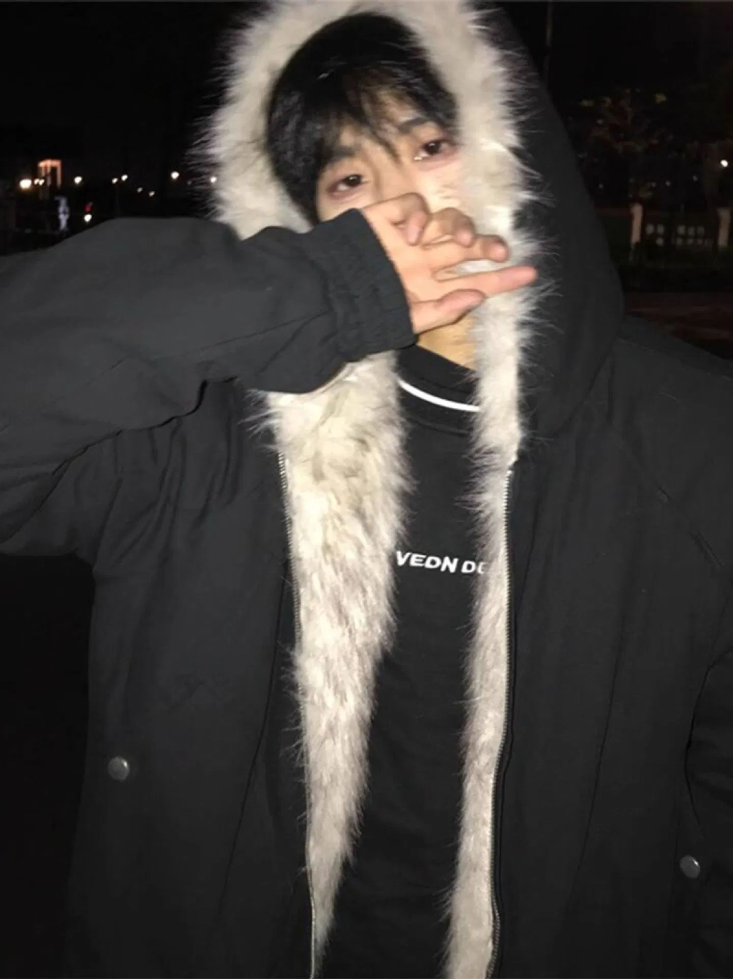 Men's Winter Fleece Collar Hooded Puffer Jacket