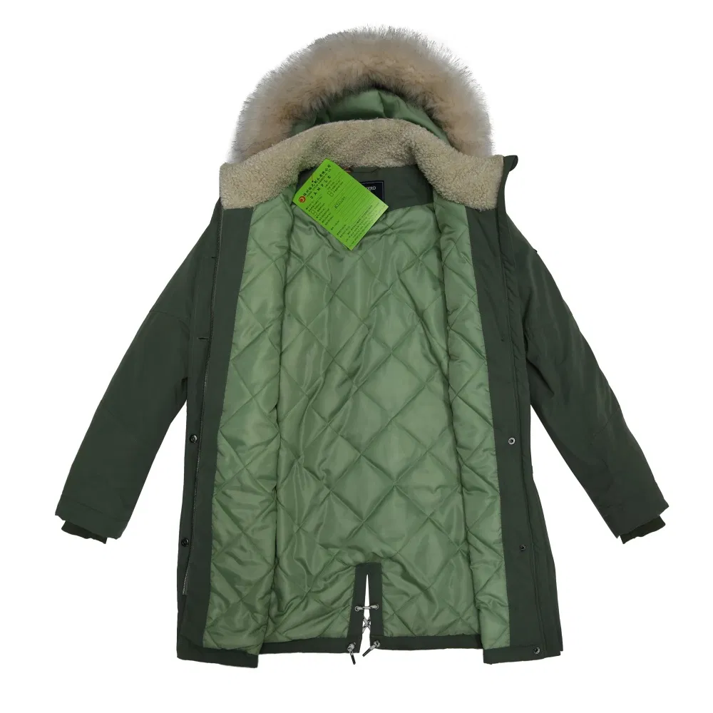 Heavy Hooded Parka Thermal Insulated Jacket with Quilt Padding &amp; Detachable Fake Fur for Winter Outdoor