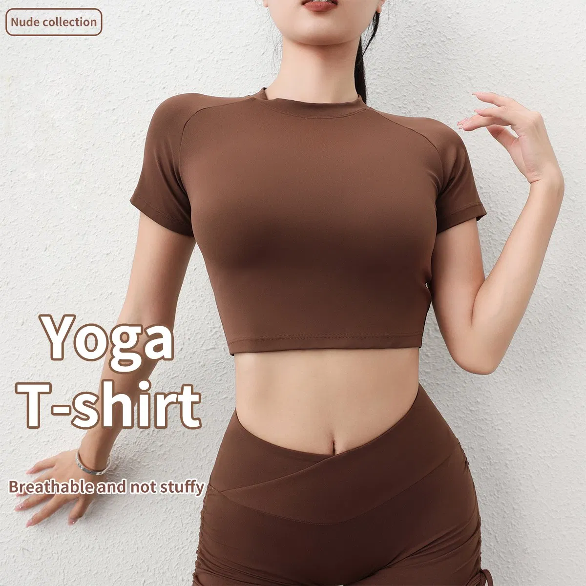 New Fashion Tight Round Neck Quick Dry Moisture Wicking Breathable Skin Friendly Activewear Sports Yoga Tops for Women