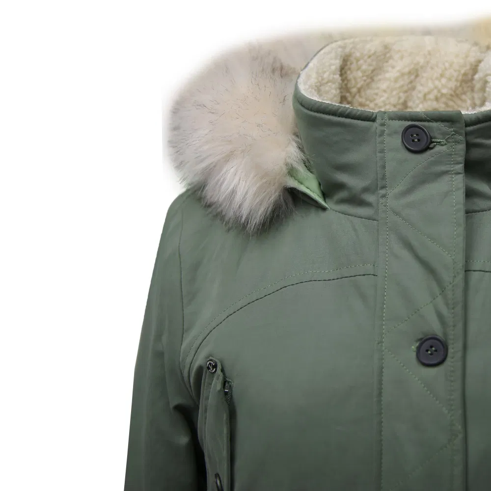 Heavy Hooded Parka Thermal Insulated Jacket with Quilt Padding &amp; Detachable Fake Fur for Winter Outdoor