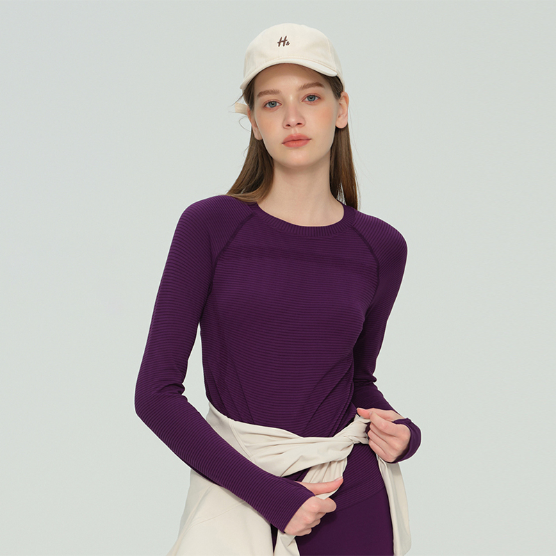 Fall Winter Seamless Long-Sleeve High-Stretch Moisture-Wicking Women's Yoga Pilates Running Sports Top