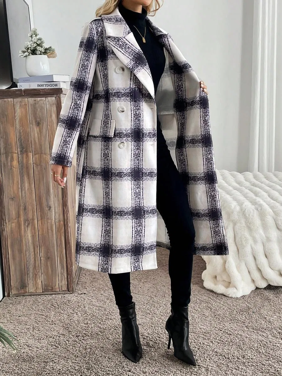 Houndstooth Long Coat Front