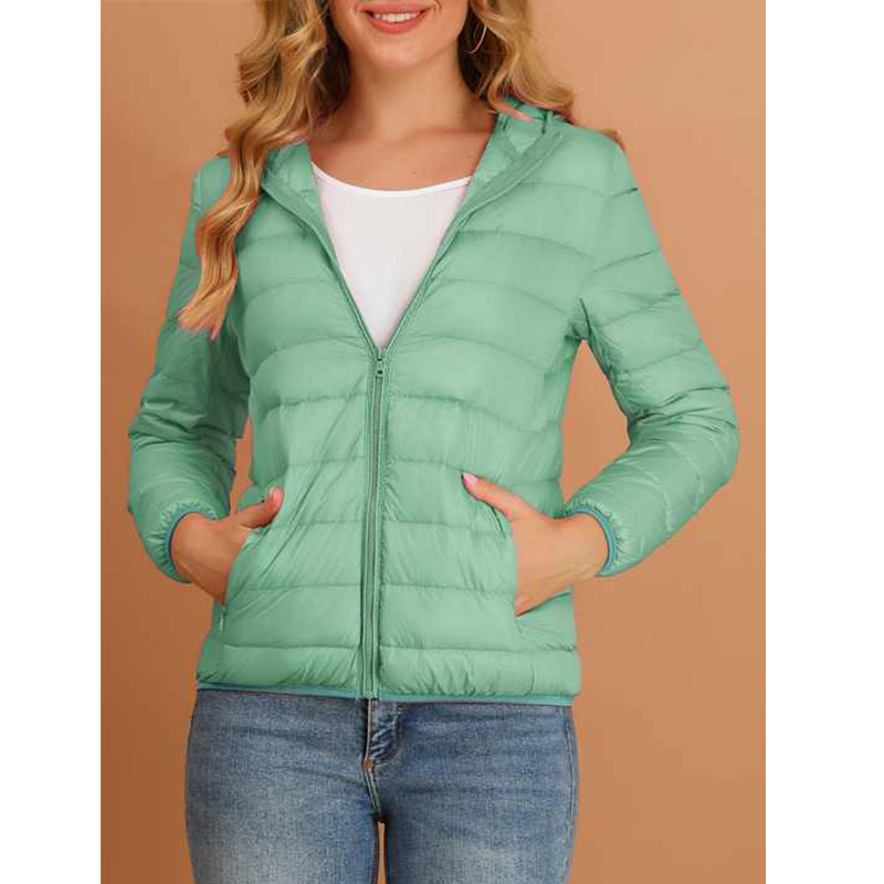 High Quality Women's Winter Fashion Warm Hooded Lightweight Long Sleeve Down Packable Puffer Jacket