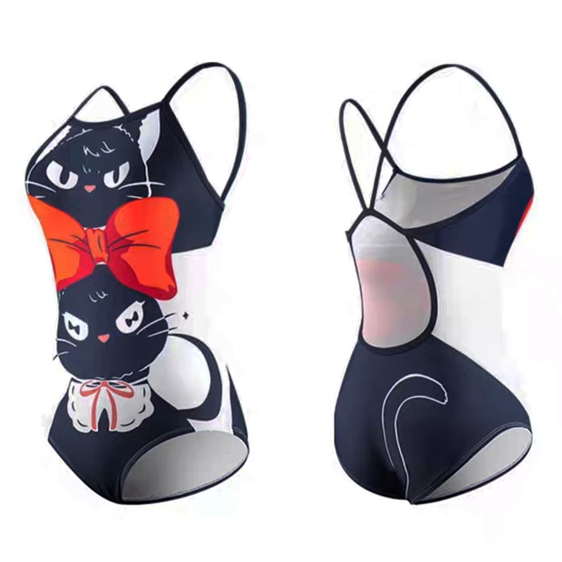 Racing Swimming Suit Customized Digital Printing Thin Straps Practice Competition Swimwear for Girl Women Female