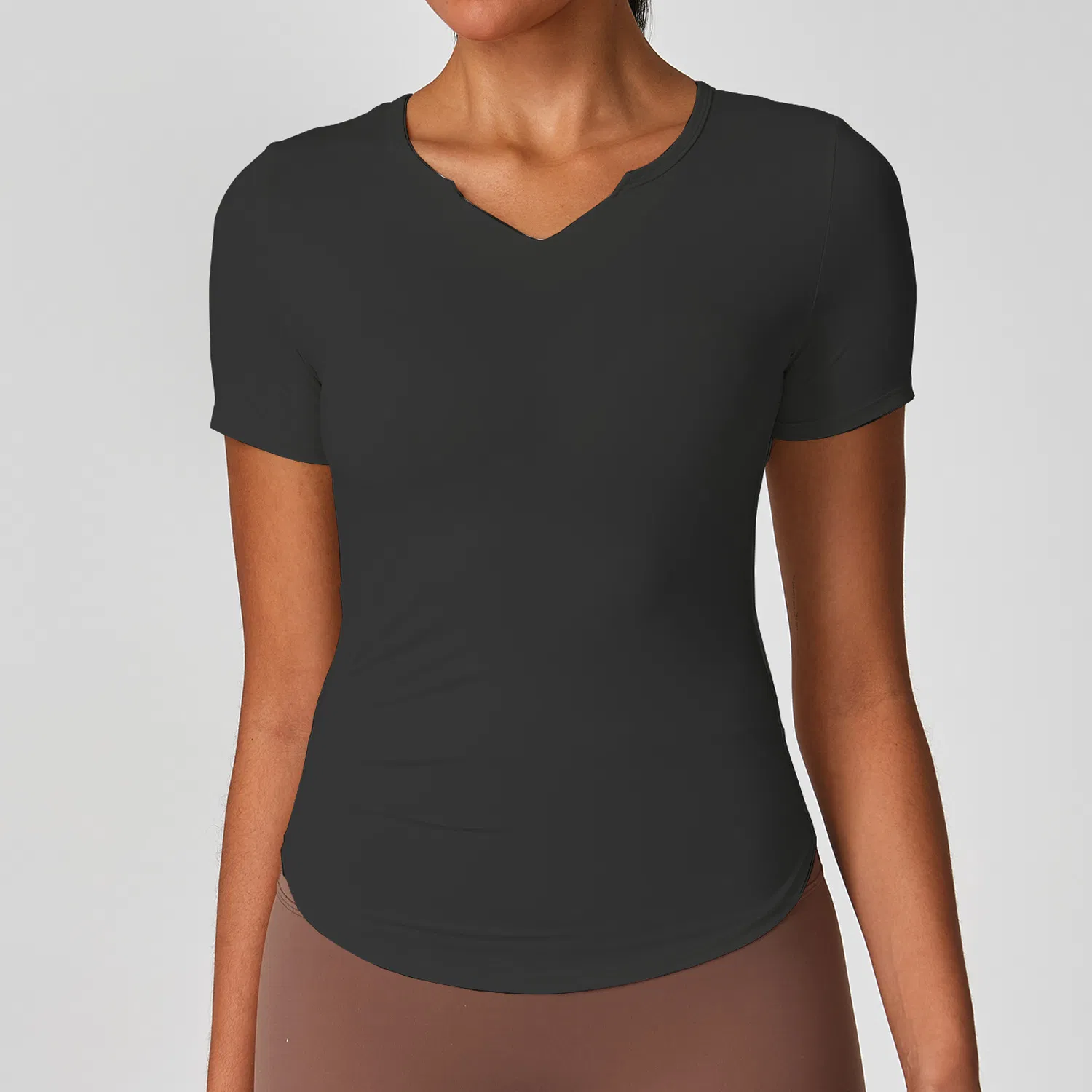 Stretchy Gym Wear Yoga Top Wear Moisture Wicking Crew Neck Fashion Clothes