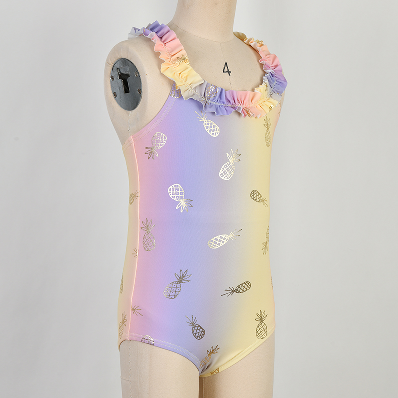 Girls Ecofriendly One Piece Swimsuit Children Shoulder Strap Swimwear Kids UV Protection Beachwear