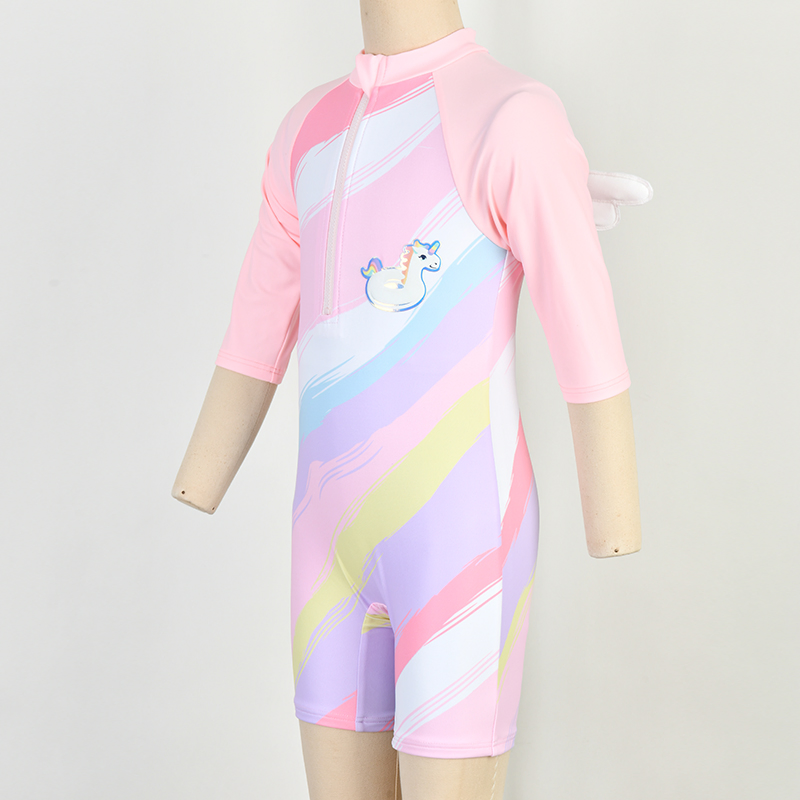 Children Ecofriendly UV Protection Swimsuit Girls One Piece Rash Guard Kid Wing Swimwear
