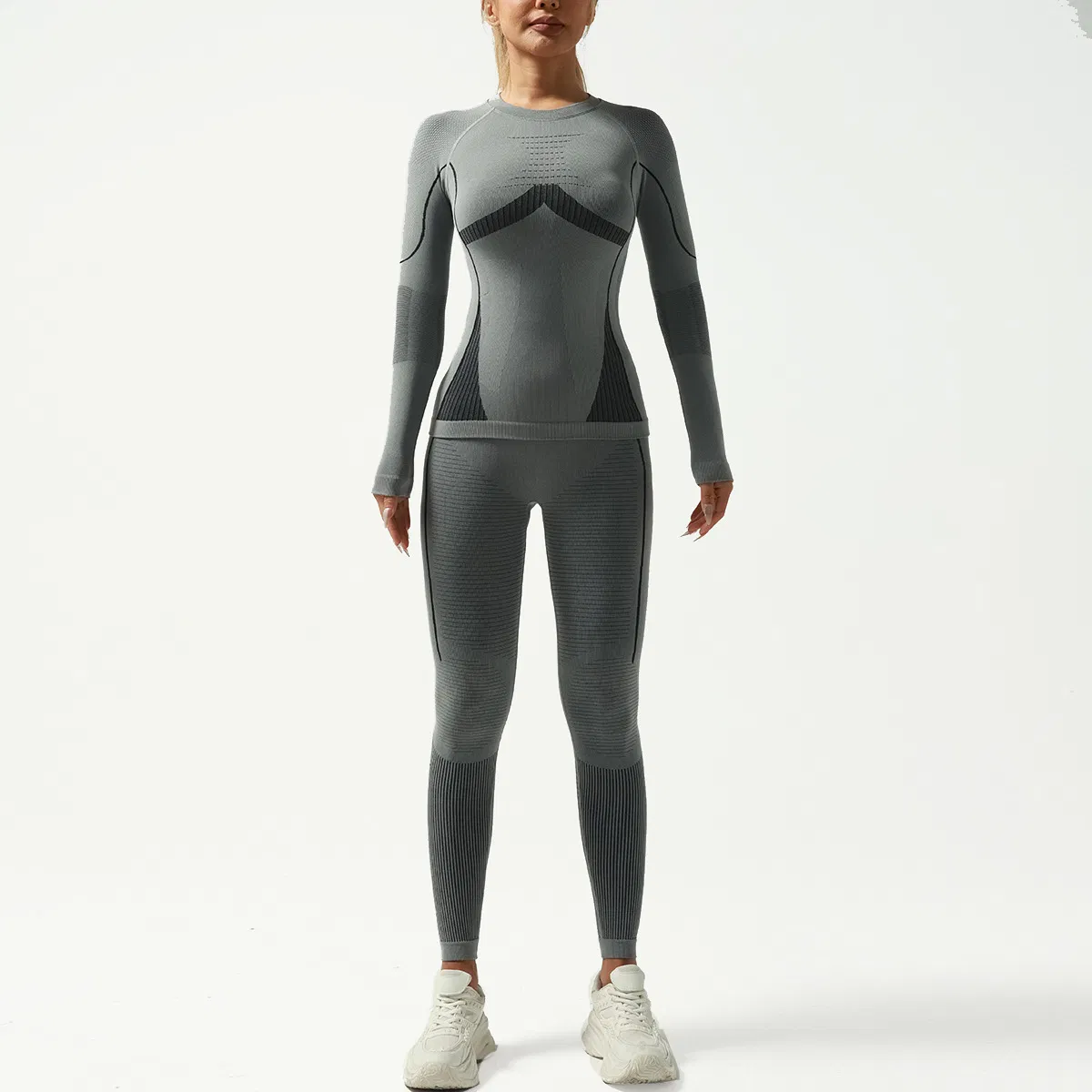 Winter Autumn Thermal Quick Dry Seamless Training Ski Base Layer Suit Men Women Sportswear