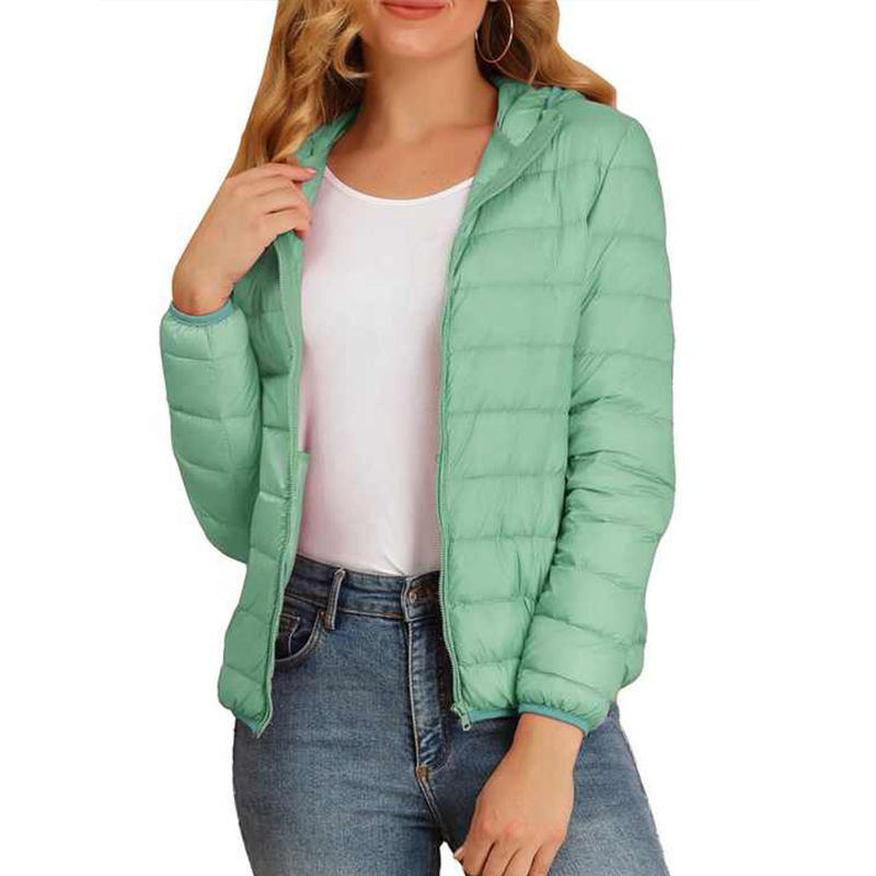 High Quality Women's Winter Fashion Warm Hooded Lightweight Long Sleeve Down Packable Puffer Jacket