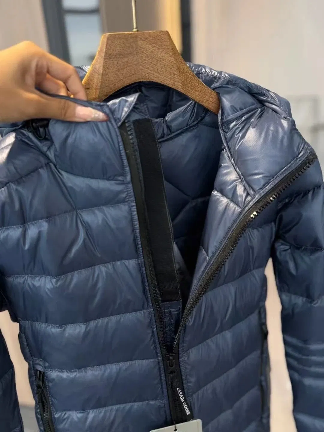 1: 1 Mirror Replica Steel Blue Down Jacket Hooded Puffer Coat Lightweight Breathable