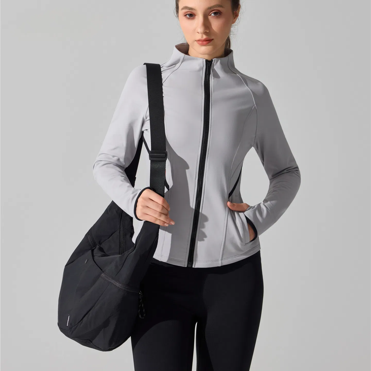 New Design Winter Fleece Lined Running Jacket for Women, Full Zip Winter Cold Weather Gear Thermal Cycling Workout Coats with Side Pockets and Thumb Holes