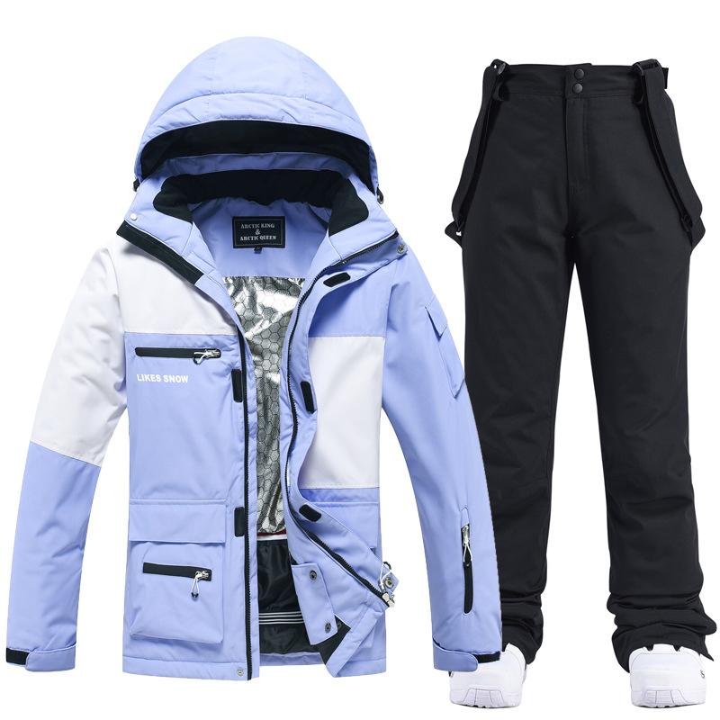 Ski Suit Men Waterproof Windproof Skiing and Snowboarding Jacket Pants Set Female Snow Costumes
