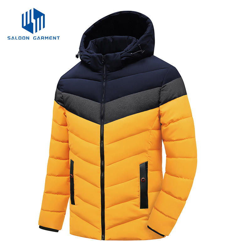 Customized Men's Winter High Warmth Fleece Lining Puffer Hooded Jackets