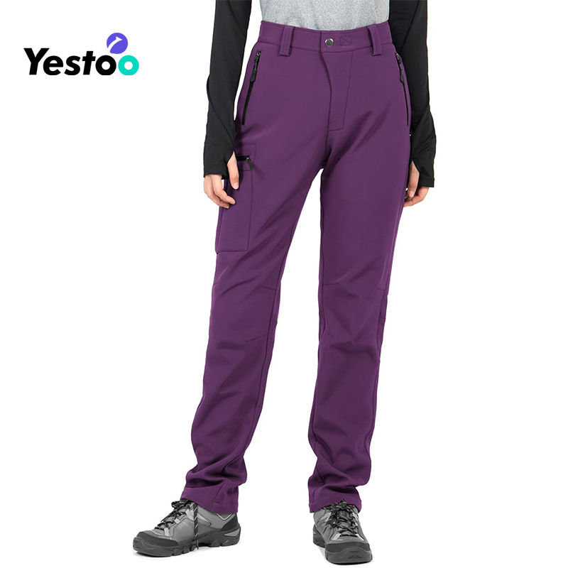 Women's-Fleece-Lined-Hiking-Pants Snow-Ski-Pants Water-Resistance-Outdoor-Softshell-Insulated-Pants for Winter