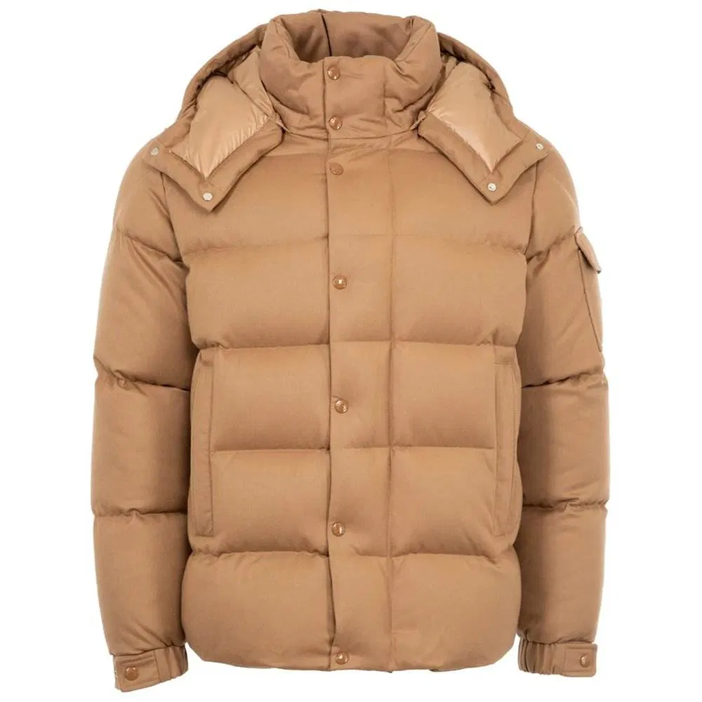 Wholesale Winter Warm Outdoor Insulated Custom Design Men's High Quality Shinny Camel Hooded Duck Down Puffer Jackets Outerwear Coat Parka