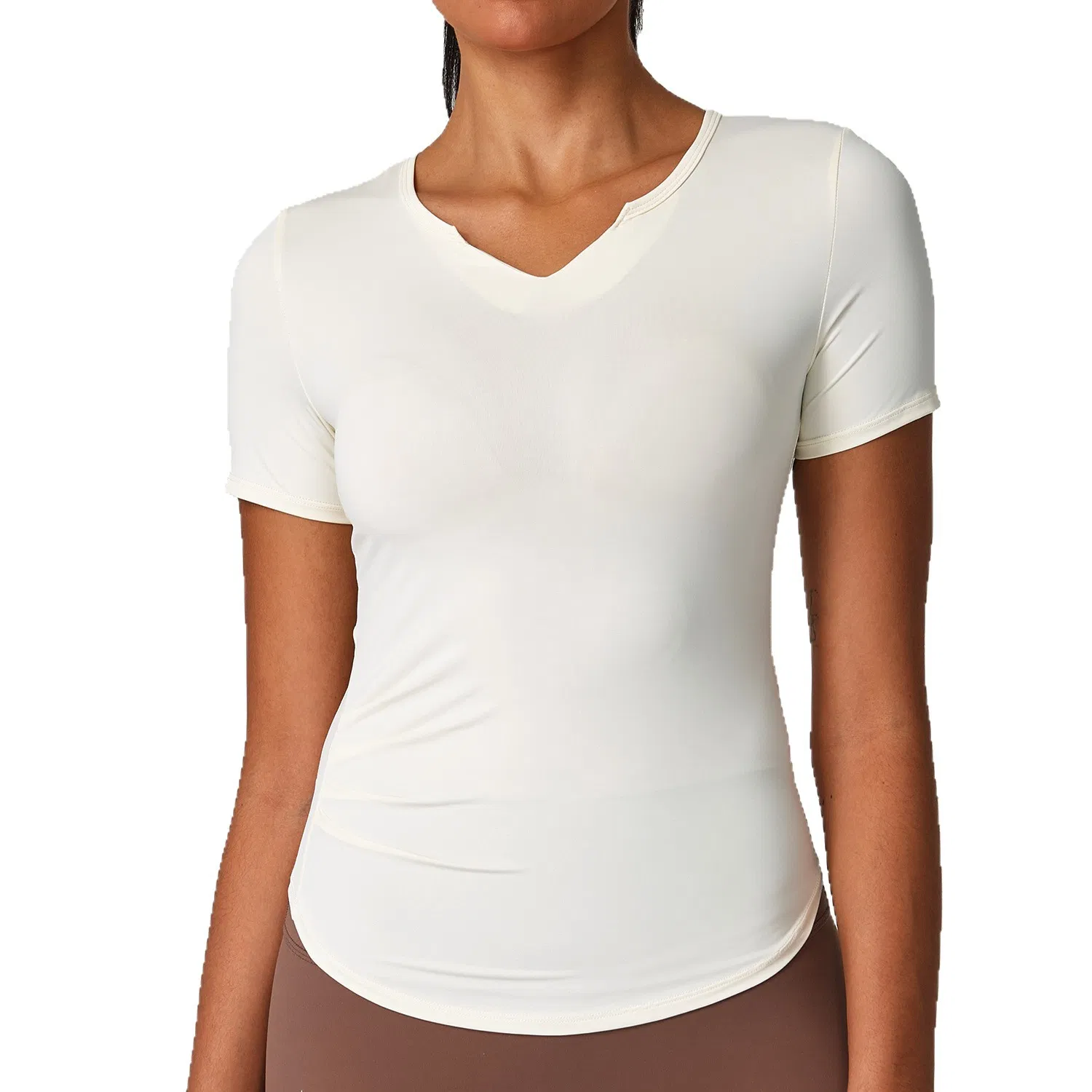 Stretchy Gym Wear Yoga Top Wear Moisture Wicking Crew Neck Fashion Clothes