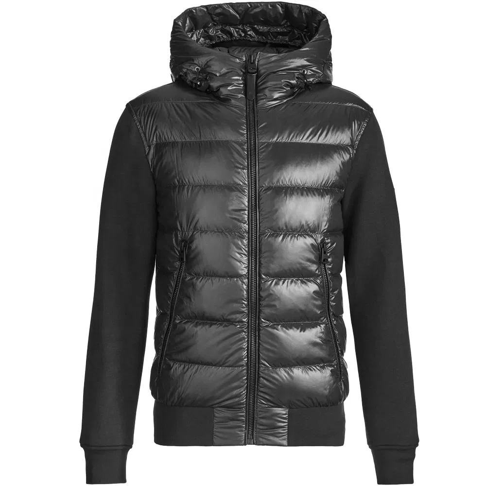 Men's Lightweight Full-Zip Shiny Hybrid Water-Resistant Hooded Puffer Padded Jacket