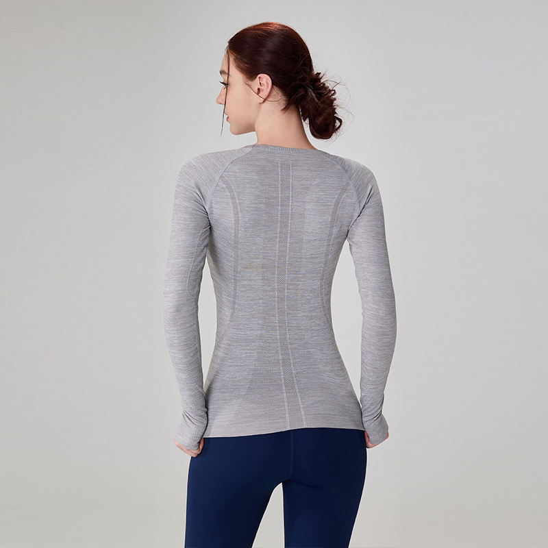 Seamless Three-Dimensional-Slimming Nude-Feel Long-Sleeve High-Stretch Moisture-Wicking Breathable Women's Yoga Running Sports Top