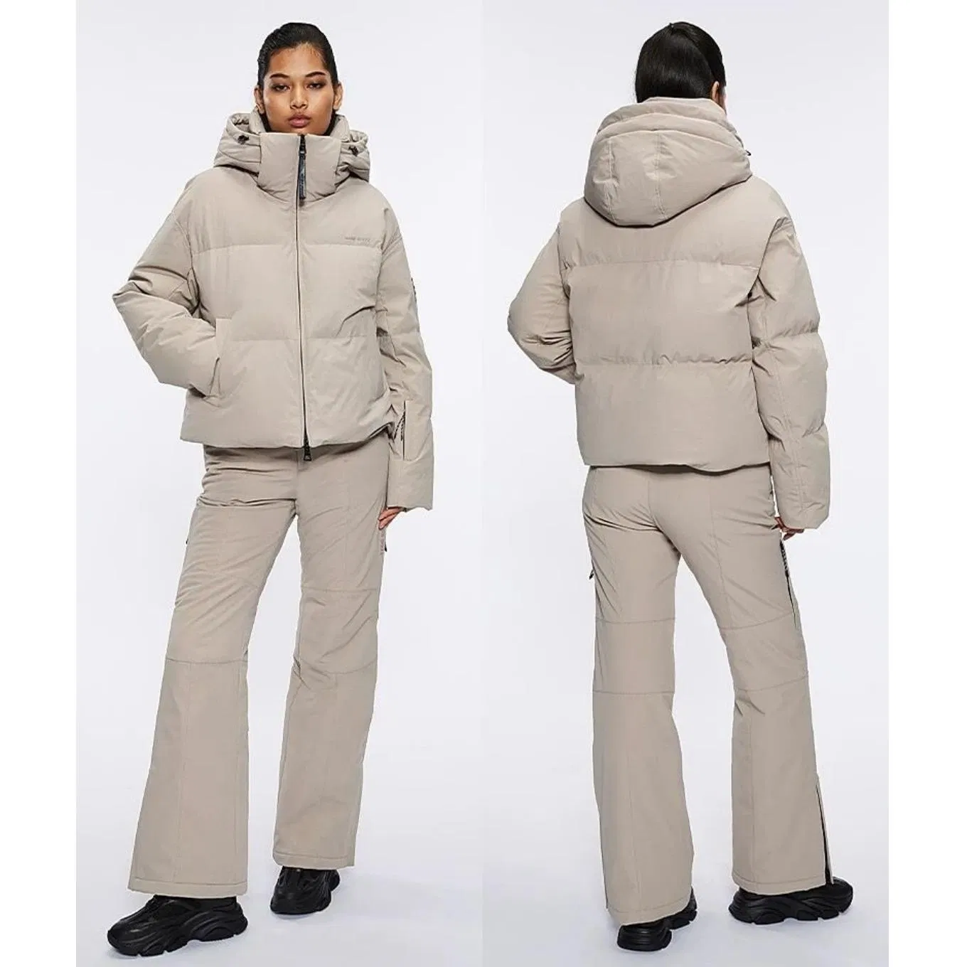 Customized High Quality Women Luxury Winter Short Ski Suit Women Professional Puff Down Jacket Women Outdoor Windbreaker Water-Proof Down Outwear