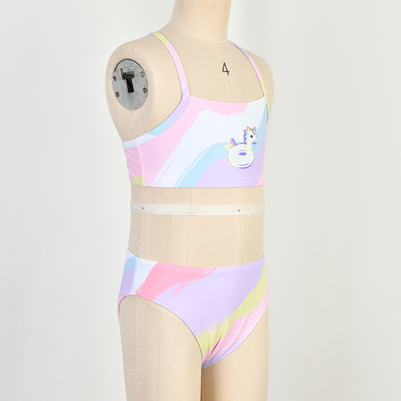 Two Sets Bikini UV Protection Swimsuit Girls Beachwear Small Ruffles Kid Ecofriendly Swimwear