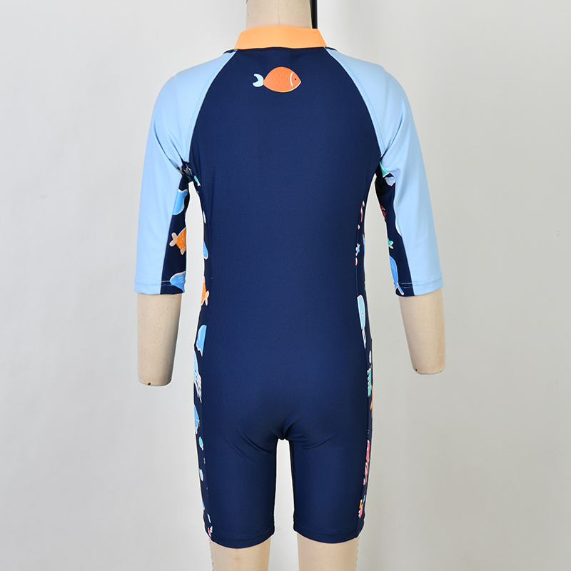Boys Rash Guard Children UV Protection Swimsuit Kid Zipper Ecofriendly Swimwear