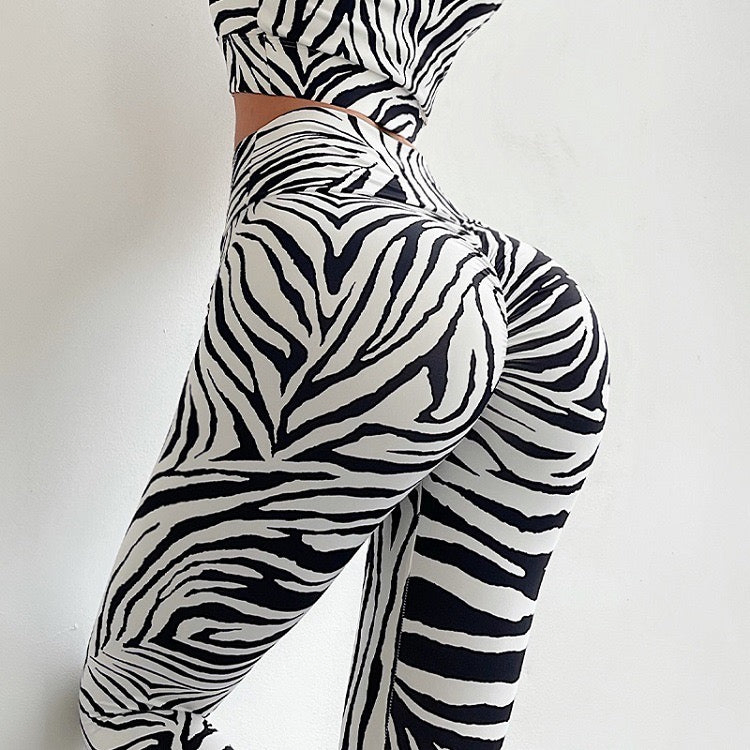 Custom High-Waist Seamless Yoga Leggings Zebra Print Gym Workout Tights for Women