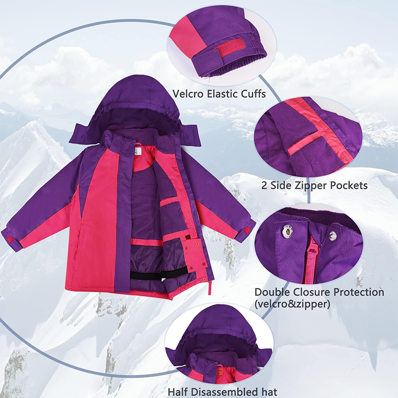 Girl’ S Outwear Waterproof Snowboard Winter Hooded Coat Windproof Ski Jacket