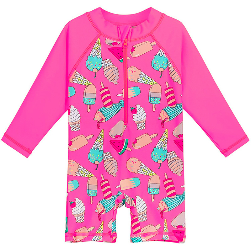 Girl's UV Sun Protection Long Sleeve Swimsuit Zipper Swimwear Bathing Suit