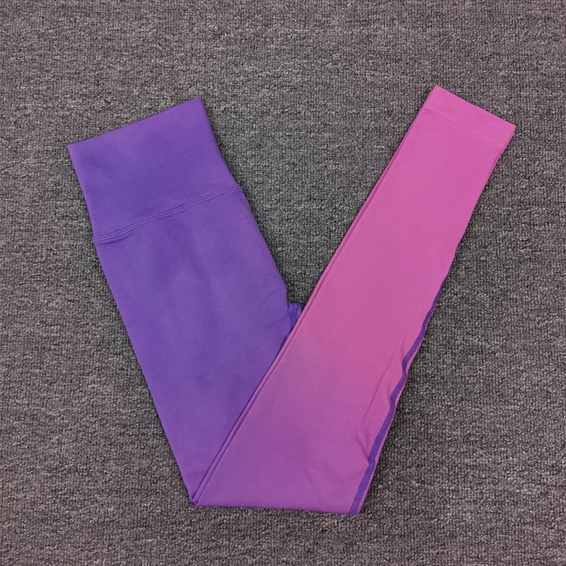 Women Gradient Yoga Pants Seamless High Waist Training Outdoor Leggings Running Jogging Quick Dry Gym Sport Leggings
