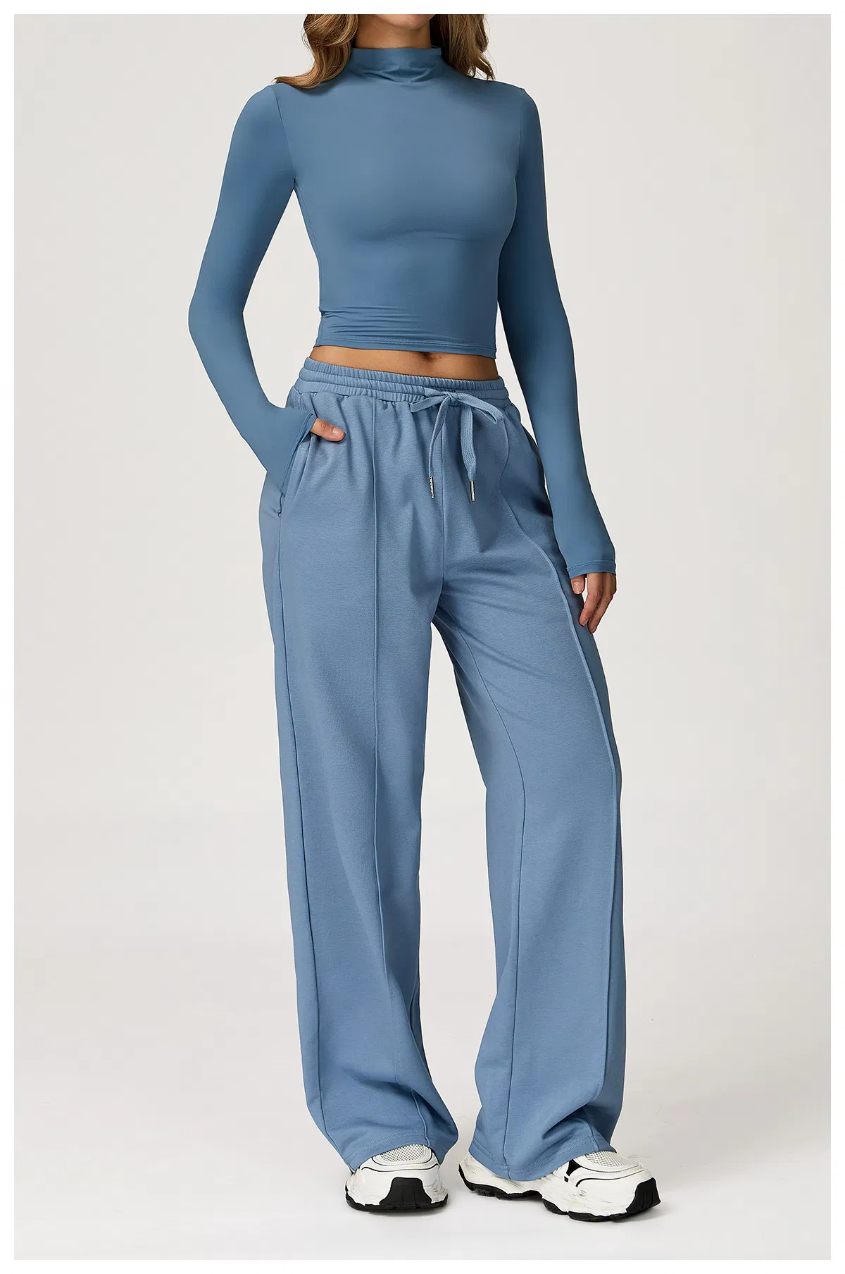 Wholesale Womens Custom Long Sleeve Shirt Moisture Wicking Workout Top High Neck Yoga Clothes for Running Gym