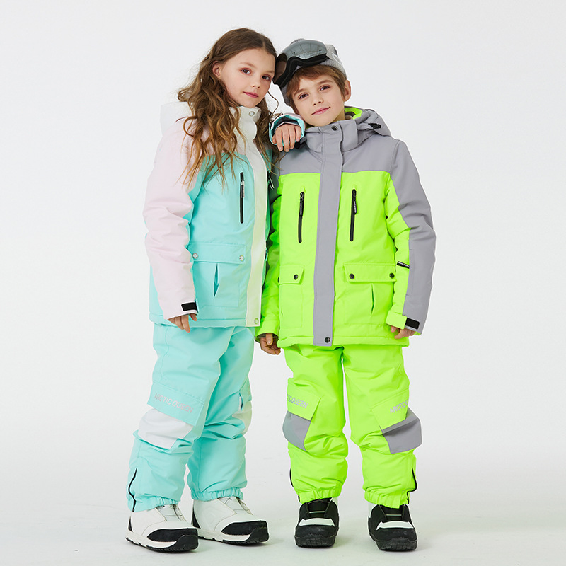 Boy Girl Snowboarding Jacket and Pants Sportswear Sets Waterproof Children Ski Suits