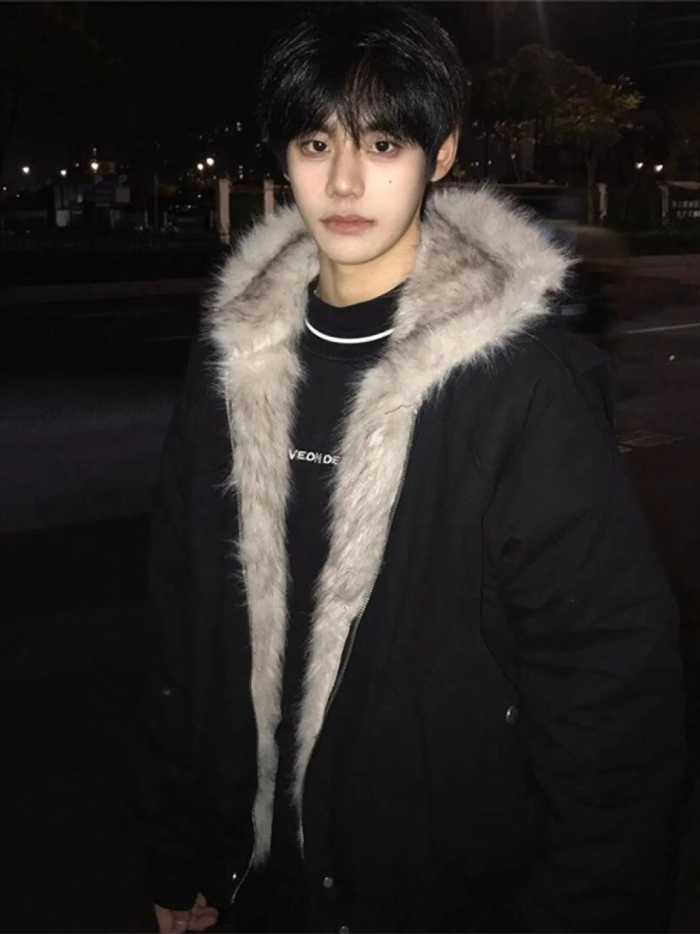 Men's Winter Fleece Collar Hooded Puffer Jacket