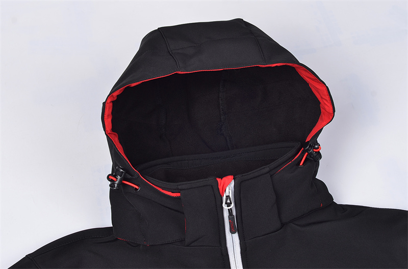 Black Custom Embroidery Logo Waterproof Soft Shell Windproof Breathable Polyester Softshell Fleece Casual Leisure Sports Ski Winter Coat Men Windbreaker Jacket