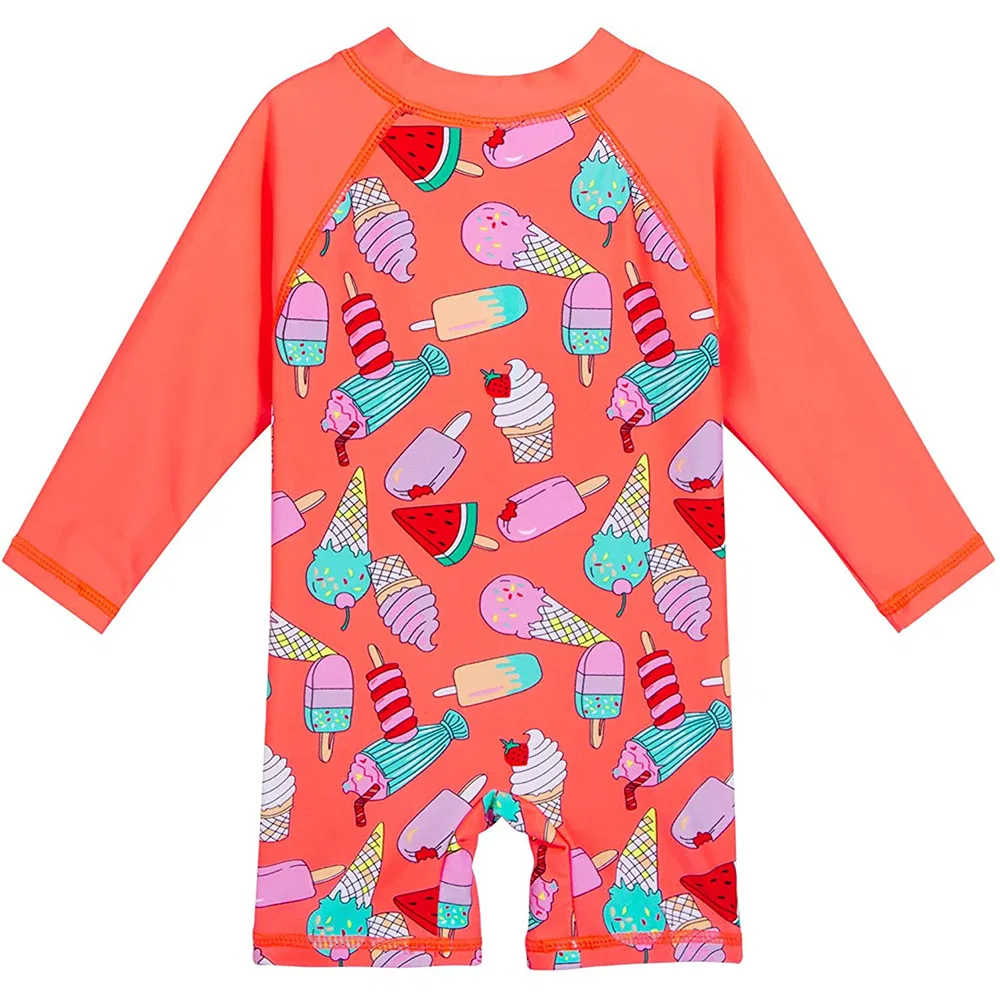 Girl's UV Sun Protection Long Sleeve Swimsuit Zipper Swimwear Bathing Suit