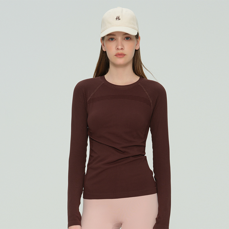 Fall Winter Seamless Long-Sleeve High-Stretch Moisture-Wicking Women's Yoga Pilates Running Sports Top