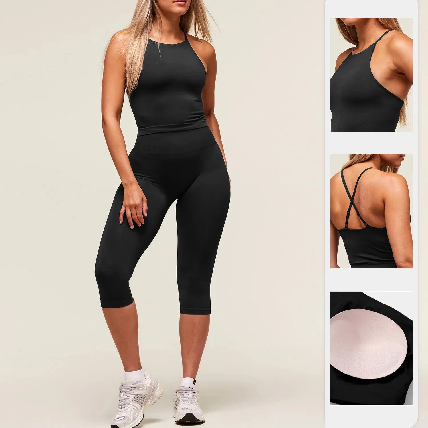 Custom 4-Way Stretch Moisture-Wicking Fitness Crop Top Halter Neck Workout Sports Bras Running Gym Yoga Tank Top for Women