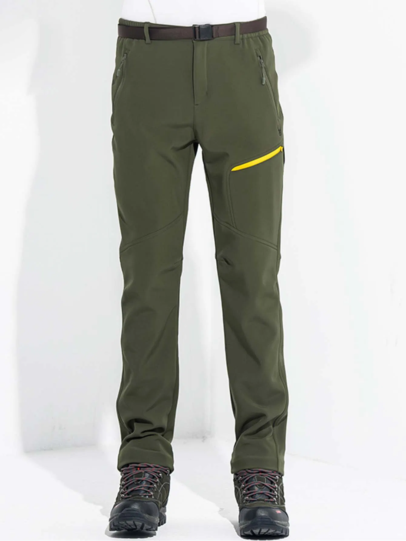Men's Fleece Lined Ski Snow Pants Winter Waterproof Softshell Insulated Hiking Cargo Pants for Outdoor