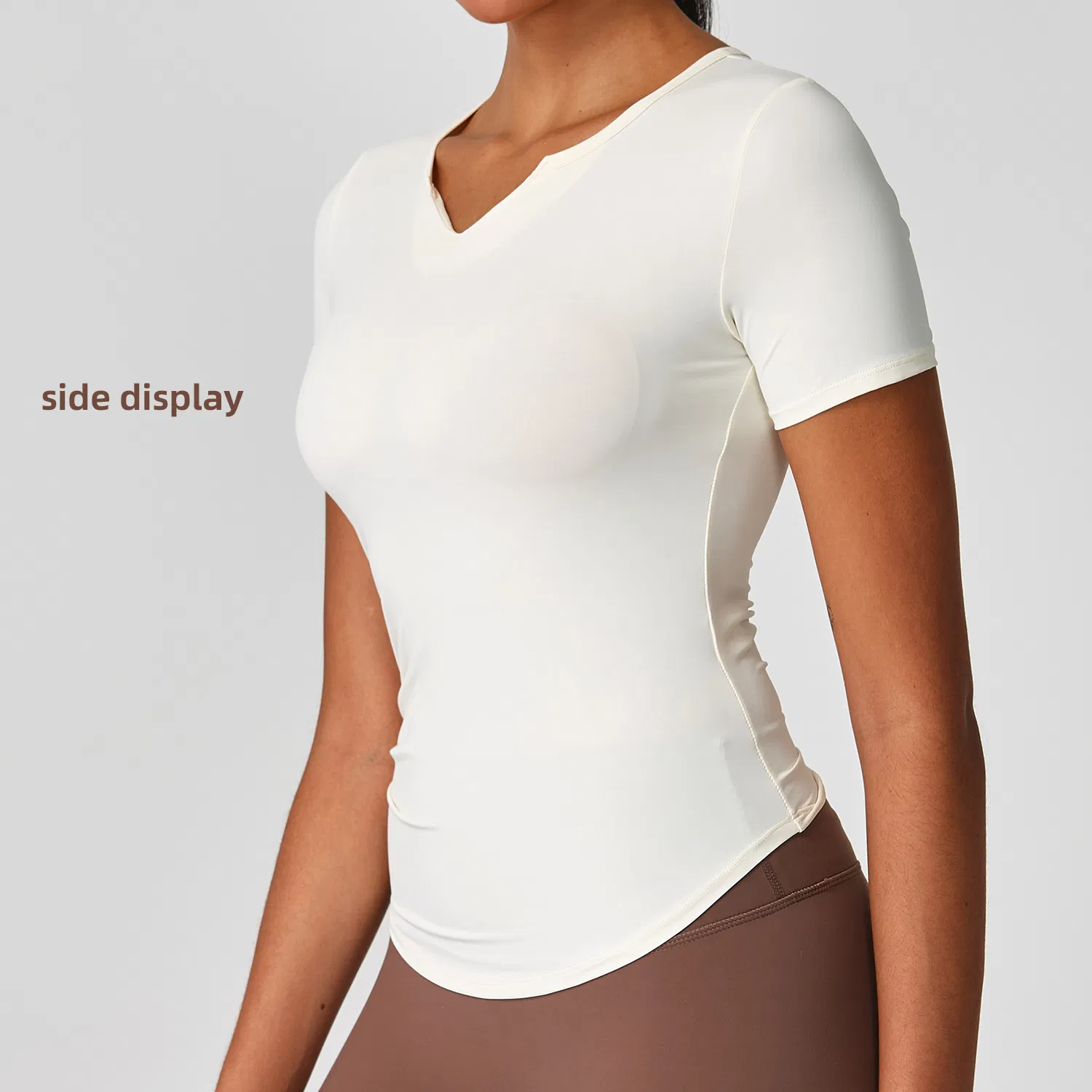 Stretchy Gym Wear Yoga Top Wear Moisture Wicking Crew Neck Fashion Clothes