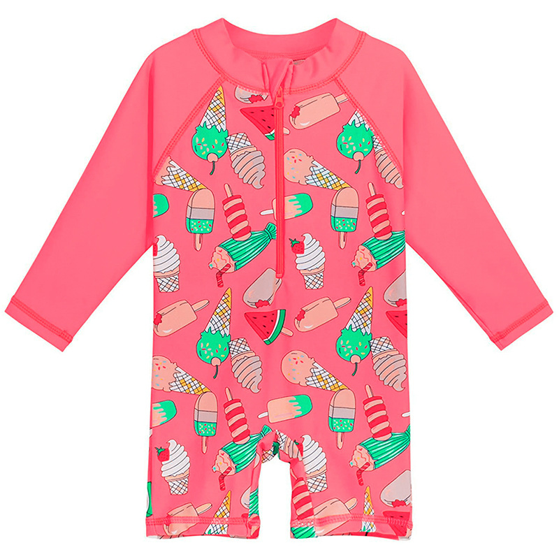 Girl's UV Sun Protection Long Sleeve Swimsuit Zipper Swimwear Bathing Suit