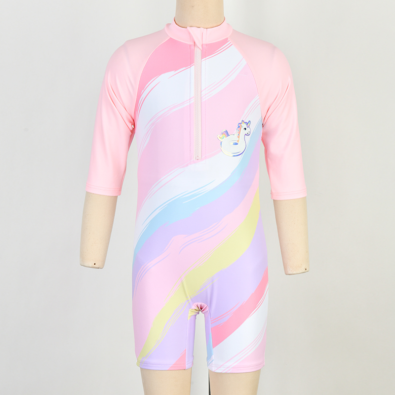 Children Ecofriendly UV Protection Swimsuit Girls One Piece Rash Guard Kid Wing Swimwear