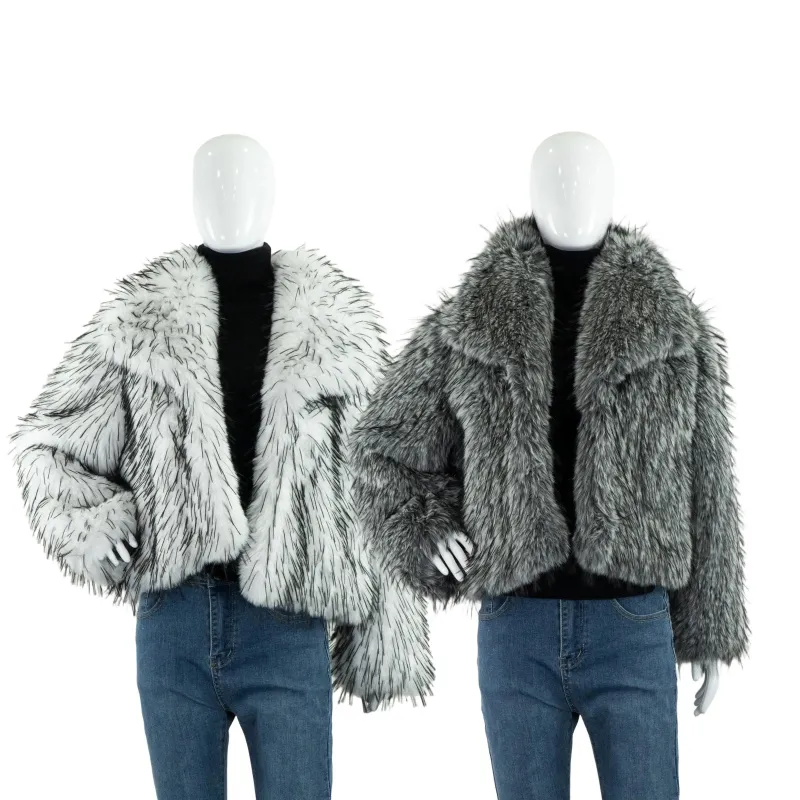 Women's Short Faux Fur Coat Gray