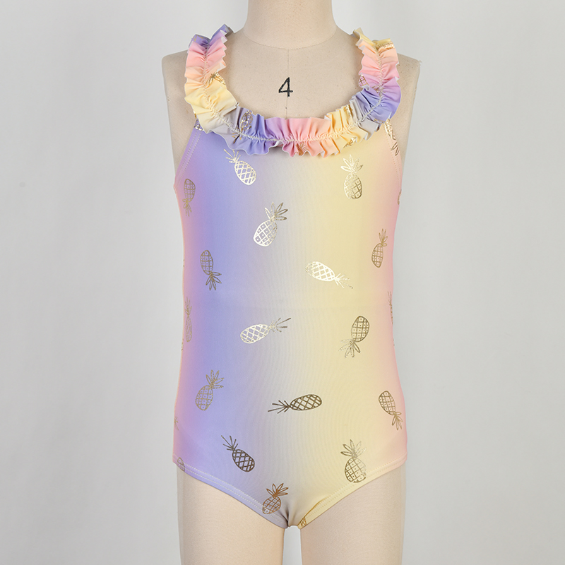 Girls Ecofriendly One Piece Swimsuit Children Shoulder Strap Swimwear Kids UV Protection Beachwear