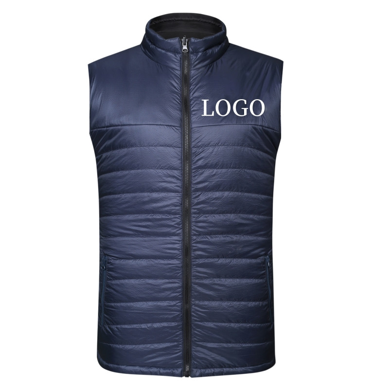 Custom Men's Winter High Quality 100% Nylon Insulated Warm Stand Collar Zipper Outerwear Sports Workwear Quilted Padded Down Mens Puffer Vest