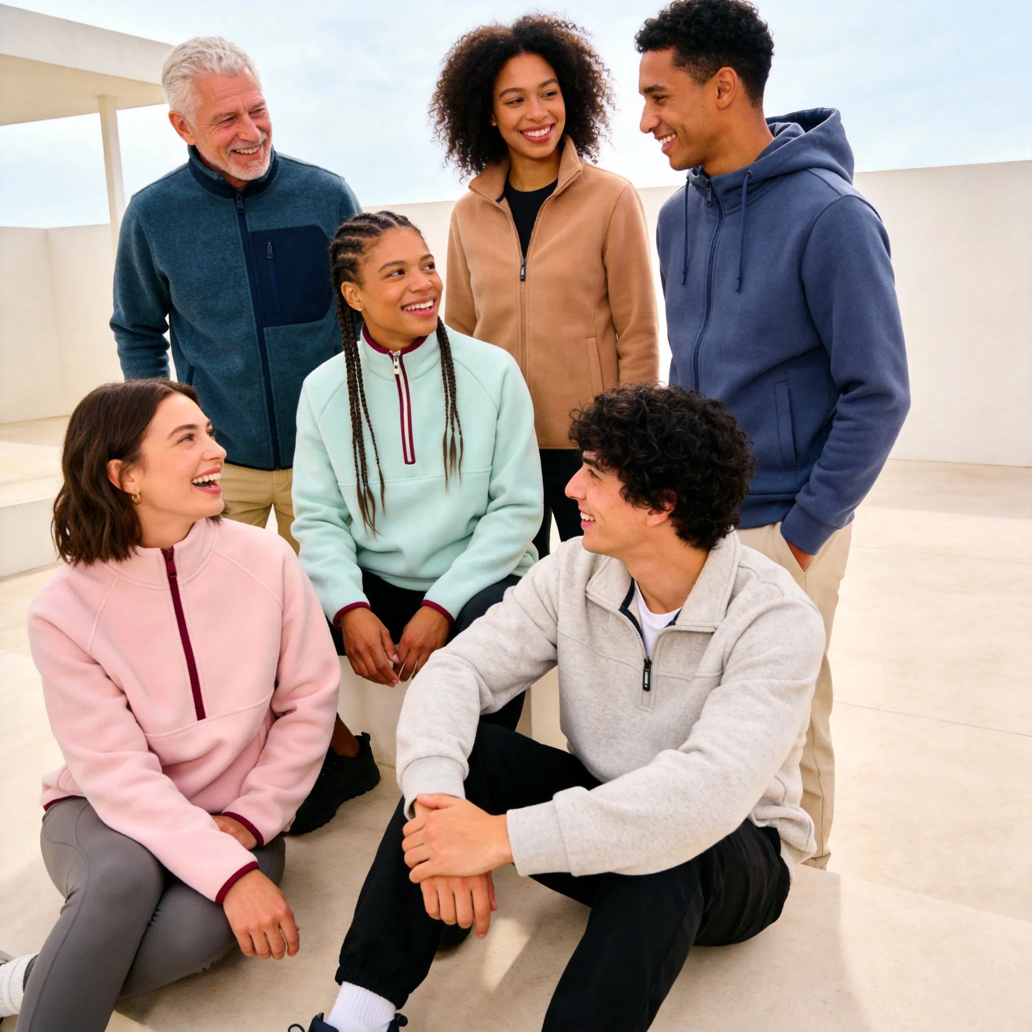 OEM Customize Uniforms Unisex Winter Soft Warm Thermal Flannel Stand Collar Hooded Safari Style Polar Fleece Jacket