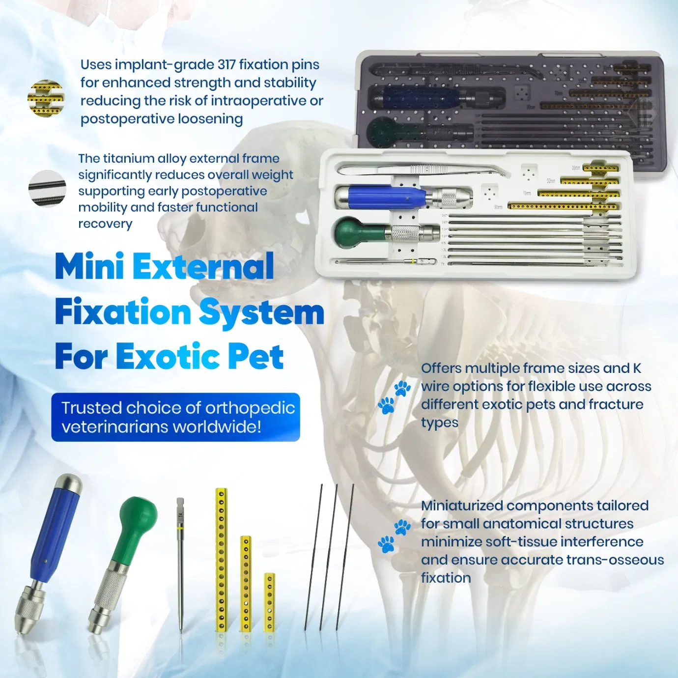 Veterinary Fixator Mini External Fixation System for Exotic Pet Surgery