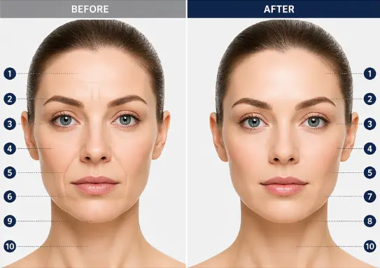 Common Treatment Areas for HA Fillers