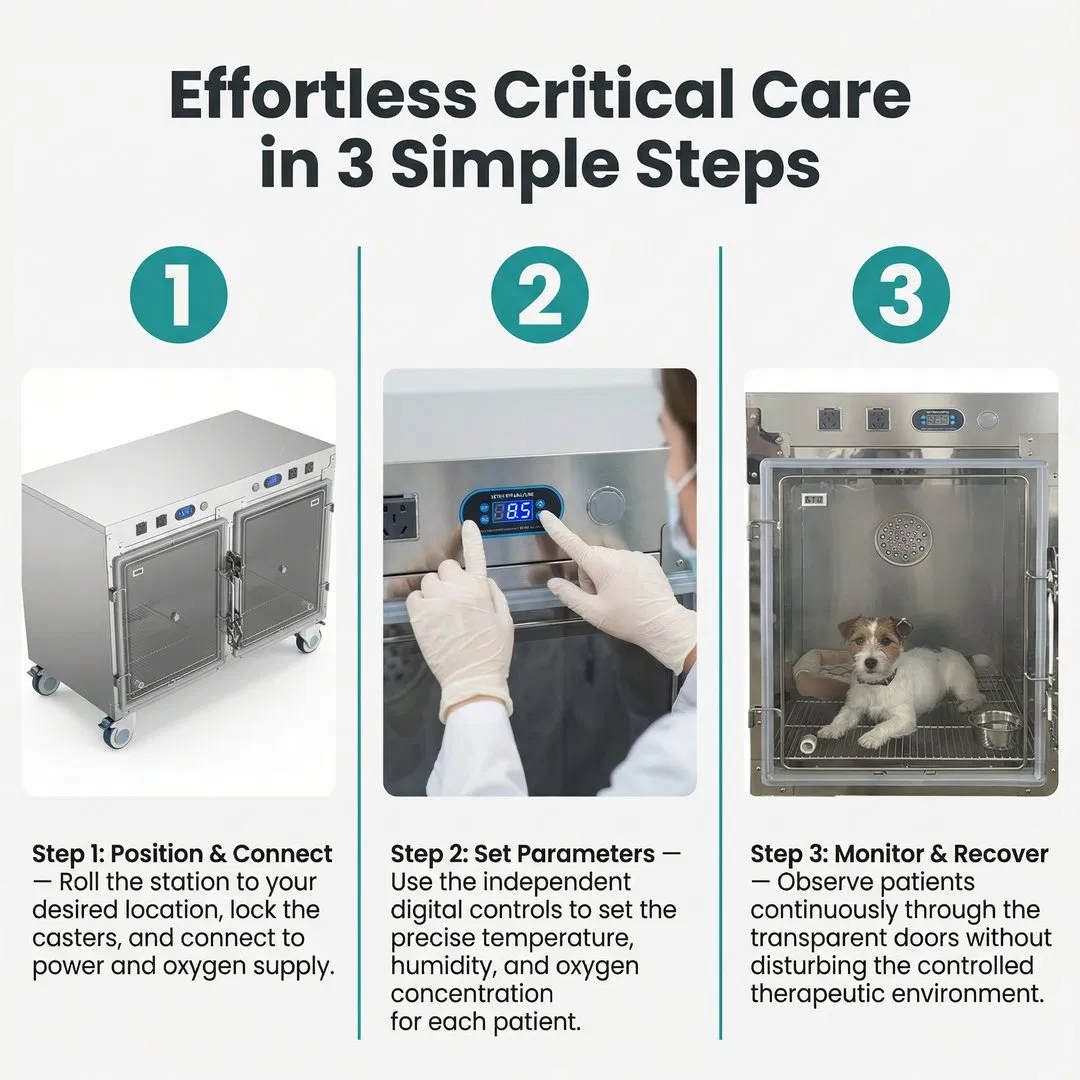 Advanced Veterinary ICU Provides Safe Oxygen Cage Pet Recovery System